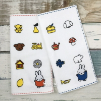日本 miffy 米飛兔 米菲兔 Bruna's icon 刺繡 印花 棉質 手帕｜小鶴日貨