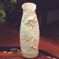 中式家居佛堂客廳桌面陶瓷蓮花供佛花瓶白瓷荷花瓶香桶插花器凈瓶