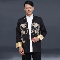 +“”：》？2021 Bộ Đồ Tang Mới Của Nam Giới Thêu Rồng Dài Tay Cổ Đứng Áo Khoác Cardigan Cổ Điển Bộ Đồ Tang Hai Lớp S-XXXL