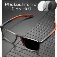 Unisex Smart Photochromic Myopia Glasses TR90 Frame Color Changing Sports Eyeglasses Men Women Anti-blue Short-sighted Eyewear