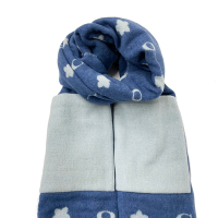 COACH 新款C LOGO混羊毛雙口袋厚圍巾(藍)