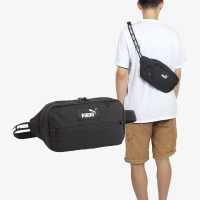 【PUMA】腰包 Evo ESS Waist Bag 黑 白 多夾層 可調背帶 斜背包 小包 隨行包(090341-01)