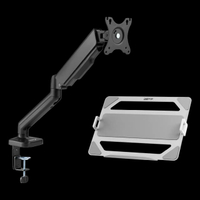 เซ็ต Ergo Monitor Arm Cybot สีดำ แขนจับจอคอม มาพร้อม แท่นวางโน็ตบุ๊ค แลปท็อป Lunio Ergo Cypad สีเงิน