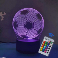 3D Night Light Football USB Black Touch Colorful Remote Control 7/16 Colors Fan's Gift Birthday Christmas Gift