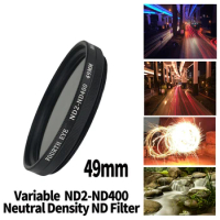 ND Lens 49mm Variable ND2-ND400 Neutral Density Filter Fader ND Adjustable Optical Glass Lens Apply to SONY CANON camera lens