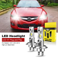 2PCS For Mazda 6 2011 2012 2013 Mazda6 High Low Beam Led Bulb H7 Without Fan Headlight Bulb 60W 6000K Plug and Play 12V H7