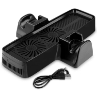 OSTENT 3 in 1 USB Cooling Fan + Dual Dock Console Controller Stand for Microsoft Xbox 360 Slim Controller