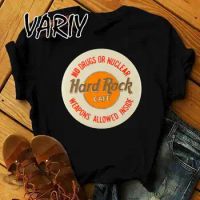 Women's Hard Rock Cafe Letter Print T Shirt Summer Short Sleeve Casual Kawaii Tshirt Harajuku Tops Grunge Graphic Tees drop,ship