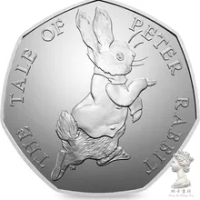 UK 2017 50 Pence Rabbit 100% Real Original Coins Currency Coins Unc