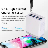 Universal 4 Ports Usb Charger Travel 5v/5.1a Phone Adapter Charging For Phone Usb Fast Char I5v7