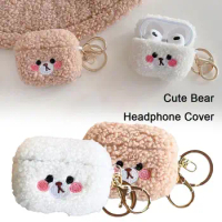 Cute Fluffy Bear Earphone Case For Apple Airpods 1 3 Pro Case Cover Lovely Soft Fur Fluffy Bear Design Keychain Case For Ai N1W1