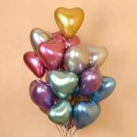 10寸金屬雞心乳膠氣球 金屬鉻色愛心球 2.2g加厚心形雞心告白氣球