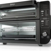 402BK 13-in-1 Double Oven with FlexDoor, FlavorSeal &amp; Smart Finish, Rapid Top Oven, Convection and Air Fry Bottom Bake,