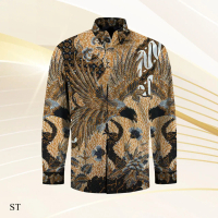 Kemeja Pria Lengan Panjang Batik Tulis Regular Mewah Elegan Asli Kain Atbm Sutra Baron Motif