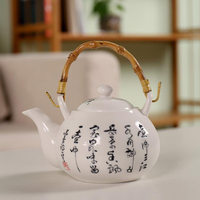 茶壺 提梁壺陶瓷茶壺復古青花瓷小茶壺500ml帶濾網泡茶壺餐廳茶壺家用