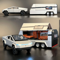 132เทสลา Cybertruck รถกระบะรถพ่วงล้อแม็กรถยนต์รุ่น D Iecasts โลหะนอกถนนยานพาหนะรถบรรทุกรุ่นเสียงและแสงเด็กของเล่นของขวัญ