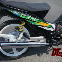 Tem Wave thái 100- Wave nhỏ trắng đen xanh- Tem decal 3 lớp Nhãn Dán
