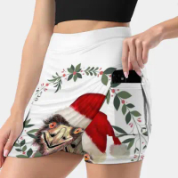 Santa'S Emu A Aussie Christmas Women's skirt With Hide Pocket Tennis Skirt Golf Skirts Badminton Skirts Running skirts Emu