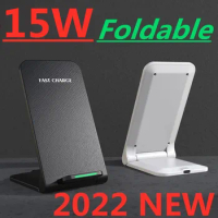 15W Foldable Wireless Charger Stand Pad Fast Charging for iPhone 14 13 12 11 XS XR 8 Samsung S21 S20 S8 Huawei Qucik Charger