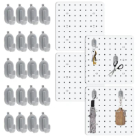 Pegboard Wall Organizer with 20 Hooks No Punching Wall Pegboard Panels Easy to Install for Kitchen Garage Workshop Craft Room