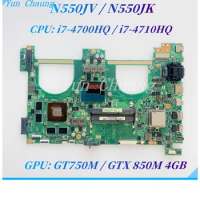 N550JV N550JK Mainboard For ASUS N550JV N550JK N550JX G550J G550JK N550J Laptop Motherboard With i7-4th CPU GT750M/GTX850M 4GB
