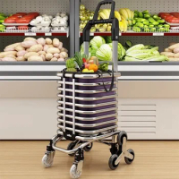 AOLIVIYA Official Shopping Luggage Trolley Household Portable Foldable Hand Buggy Elderly Trolley Supermarket Shopping Climbing
