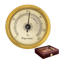 Brass Analog Hygrometer Mechanical Round Hygrometer Humidity Gauge For Cabinet Cigar Hygrometer Humidor Hygrometer Back Magnet