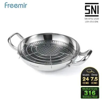 freemir Nusantara Series Wajan Stainless Steel 316 Honeycomb 3 Lapis Anti Lengket Anti Gores Kuali M
