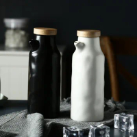 White Black Ceramic Oil Pot Household Leak-proof Oil &amp; Vinegar Pots Porcelain Kitchen Soy Sauce Pot Oil Tank Seasoning Bottle