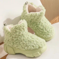 Ladies Eva High Top Thick Sole Plush Snow Boots Ankle Boots Winter Home Slipper Warm Non Slip Slippers For Women Christmas Gift