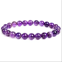 Natural Stone amethyst Beads For Women Men Jewelry Elastic Bangle Bracelets
