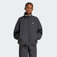 adidas 愛迪達 外套 女 運動立領外套 寬鬆版 三葉草 WOVEN TT ZIP 灰 JX9204