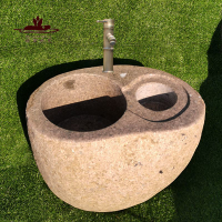 優樂悅~天然鵝卵石整石家用拖把池復古墩布桶戶外庭院陽臺藝術石頭水池槽