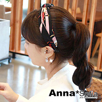 AnnaSofia 緞面鎖鏈圖騰 韓式髮箍(黑粉系)