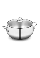 KORKMAZ Korkmaz 316 Stainless Steel Pot Tombik 18/10 Stainless Steel Casserole Pot with Glass Lid For All Stovetop (Made in Turkey)