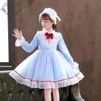 女童洛麗塔公主裙童裝lolita藍色連衣裙兒童蓬蓬裙春裝生日禮服裙