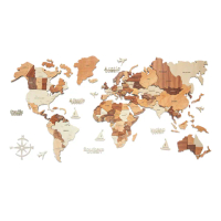 【GoWood】WM-M 立體木紋世界地圖壁貼(200*120cm)