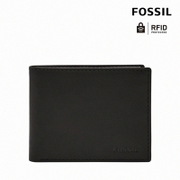 FOSSIL Derrick 真皮RFID防盜皮夾-黑色 ML3771001 (禮盒組附鐵盒)