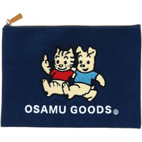 【震撼精品百貨】原田治OSAMU GOODS~原田治刺繡扁平化妝包 收納包-藍*03111