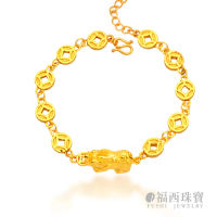 【福西珠寶】9999黃金手鍊 閃亮貔貅金幣手鍊(金重2.32錢+-0.03錢)
