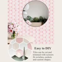 10 Sheets Durable Home Decor Pink Hexagon Wall Tiles 3d Vinyl Wall Sticker Waterproof Peel And Stick Kitchen Backsplash Tiles