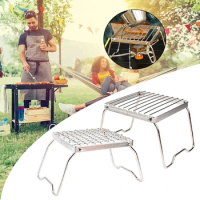 Outdoor Multifunctional Folding Campfire Grill Portable Stainless Steel BBQ Grill Small Barbecue Grill Mini Gas Stove Accessorie