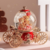 免運/開發票 現貨速發 雪花夢幻情侶馬車水晶球音樂盒八音盒送女生生日禮物結婚禮物七夕