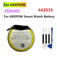 New 443535 3.7V 450mAh Rechargeable li Polymer Round battery For Smart watch Finow x3 Finow x5 replace lem5 lem 5+Free Tools