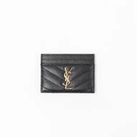 Dompet YSL YVES SAINT LAURENT GHW BLACK CAVIAR CARD HOLDER 100% ORIGINAL 10X7CM
