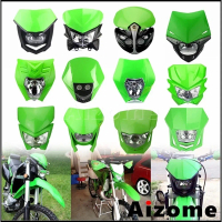 AI Universal Motorcycle Headlight Green Enduro Supermoto Headlamp For Kawasaki Honda Suzuki Yamaha D