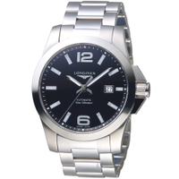 LONGINES浪琴 Conquest征服者300米機械錶-黑/43mm