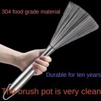 Stainless Steel Pot Brush Long Handle Cleaning Brush Nano Advanced Stainless Steel Wire Brush Pot Brush Pot Artifact