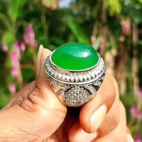 Cincin Batu Akik Green Asli Garut koleksi giok alam super
