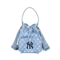 MLB NEW YORK YANKEES BLACK MONOGRAM JACQUARD BUCKET BAG BLUE